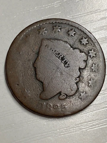 1825 Large Cent, Coronet Head, better date, scratched, 99c shipping Cover