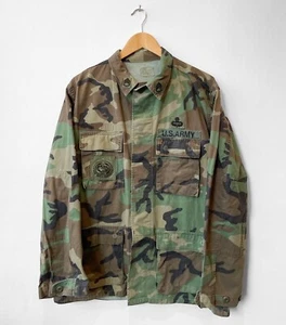 USA Vintage 90s Camo Army Shirt Jacket Grunge Khaki - S M L - Picture 1 of 10