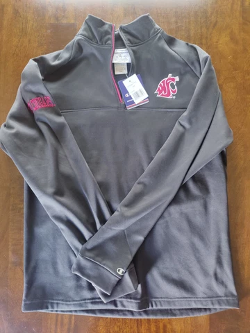 Champion Washington State WSU Cougars Black Red Logo 1/4 Zip Fleece Medium Cover