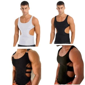 Men's Hollow Out Tank Tops Muscle Shirt Bodybuilding Vest Gym Workout T-Shirts - Picture 1 of 37