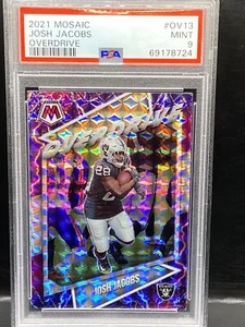 JOSH JACOBS 2021 PANINI MOSAIC PRIZM MOSAIC OVERDRIVE # OV13 PSA 9 POP 2 - Picture 1 of 2