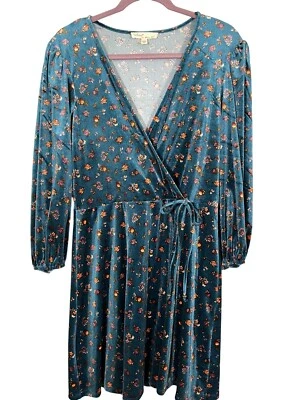 BeBop Floral Dress XL Green Velvet Midi Boho Western Festive Fairy Whimsical  - Image 1 of 4