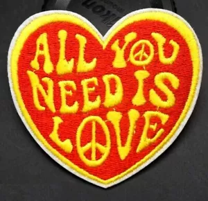 Patch All You Need Is Love Peace Embroidered Iron Sew On Flower Power Beatles - Picture 1 of 1