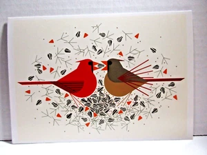 Notecard with Envelope - Charley Harper Art-Cardinal Courtship Season Greetings - Picture 1 of 3