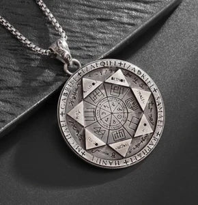 Nuevo Collar Retro Sellos de los Siete Arcángeles Acero Colgante Heptagrama Joyería - Imagen 1 de 5