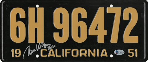 TOM WILSON BACK TO THE FUTURE SIGNED LICENSE PLATE AUTOGRAPH BECKETT BAS COA 25 Cover