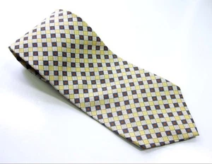 GAP Premium Neck Tie Yellow Blue Orange White CHECKS 100% Silk Necktie Made USA - Picture 1 of 6