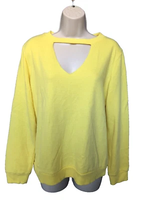 Sudadera Derek Corazón Talla L Amarilla Manga Larga Suéter Corte Frontal Para Mujer Foto 1 de 4