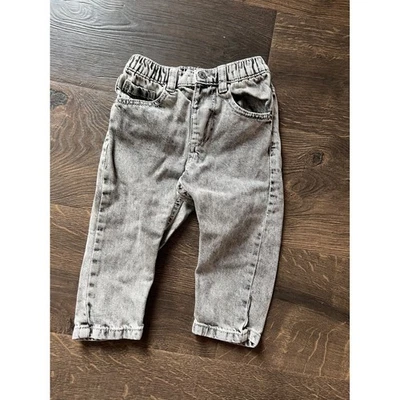 Pantalones de mezclilla Zara gris lavado ácido cintura elástica niños 18-24 meses niño niña Foto 1 de 3