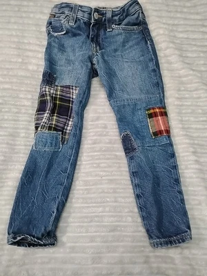 Polo Ralph Lauren Kids Patchwork Jeans Size 4T Plaid Christmas Holiday Winter - Image 1 of 4