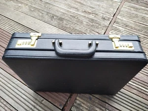 Heavy Duty Skyflite Briefcase Attaché Case Hard Black Leather/Combination Locks - Picture 1 of 24