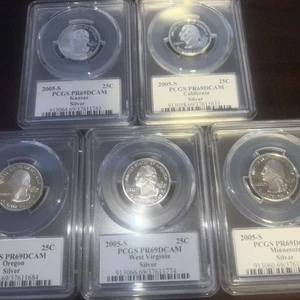 2005 S Silver Proof Quarter Set PCGS PR69DCAM 5 Coins - Picture 1 of 12
