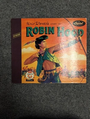 Disney Story Of Robin Hood Capitol 2 10" caja de discos conjunto libro 1952 vintage usado Foto 1 de 4
