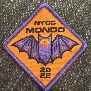 NYCC Mondo 2022 Comic Con PURPLE ORAMGE ONE EYED BAT PATCH 2” Rare HTF - Picture 1 of 3