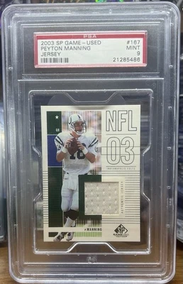 2003 SP Game-Used Patch Peyton Manning PSA 9 Colts Broncos HOF - Image 1 of 3
