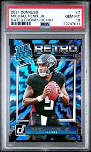 2024 Donruss Rated Rookie Retro Series Michael Penix Jr #7 GEM MINT PSA 10 - Picture 1 of 2