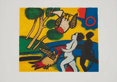 Guillaume CORNEILLE: La mujer, la sombra y los pájaros - Litografía original Foto 1 de 4