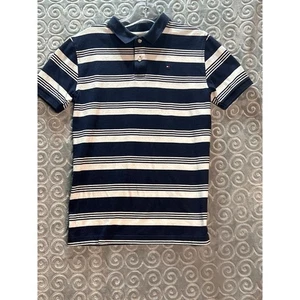 Tommy Hilfiger Boys Striped Polo Shirt L (16/18) Navy Blue & White Casual - Picture 1 of 6
