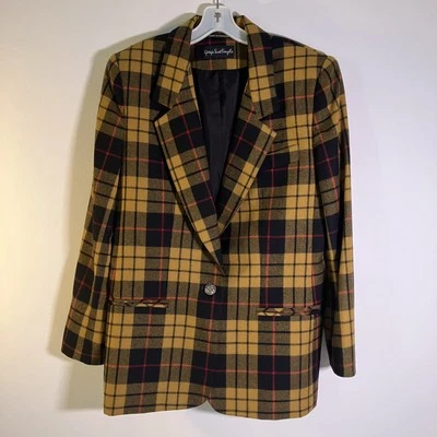 Blazer vintage Giorgio Sant'Angelo para mujer 8 chaqueta mediana de lana a cuadros años 90 Foto 1 de 4