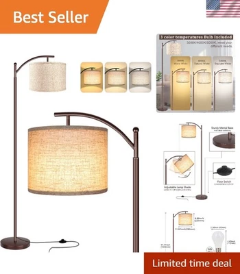 Elegant Oil-Rubbed Bronze Floor Lamp with 9W LED and Foot Switch for Living Room - Image 1 of 4