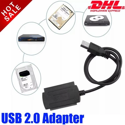 USB 2.0 auf zu SATA Adapter Kabel für 2.5 3.5"Zoll HDD SSD Festplatte Konverter - Bild 1 von 4