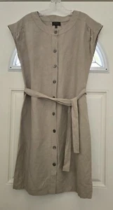 Pure Collection Hemdblusenkleid Seide Leinen Damen 6 beige ärmellos Gürtel gefüttert - Bild 1 von 15