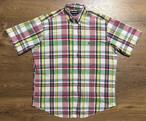 Ralph Lauren Golf Button Down Shirt Mens L Plaid Short Sleeve Multicolor, Pony - Picture 1 of 9