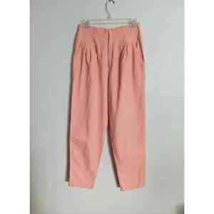 Vintage Casablanca Pink Trousers Womens Modern Size 6 Pleated High Rise Ramie