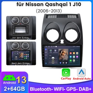Autoradio Für Nissan Qashqai J10 2006-2013 Carplay Android13 GPS NAVI DAB+ 2+64G - Bild 1 von 11