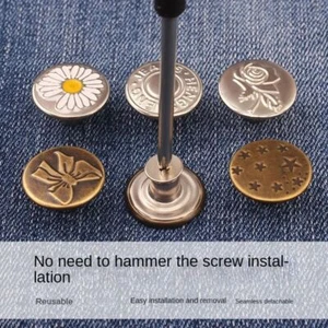 10pcs Replacement Jeans Buttons Removable Repair Kit No-Sewing Metal Button - Picture 1 of 27
