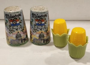 Vintage Plastic Corn On The Cob Missouri Souvenir Salt And Pepper Shakers 2 Sets - Picture 1 of 7