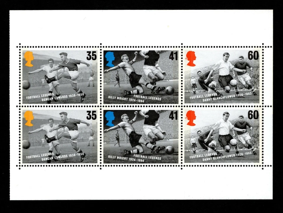 Great Britain,  Sc #1667a, MNH, Soccer, EDWARDS, WRIGHT, BLANCHFLOWER, HAI-A - Image 1 of 1