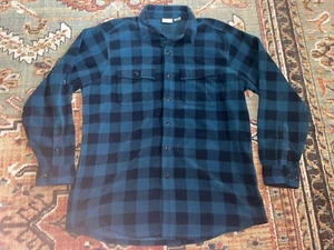LL Bean Mens Green Black Plaid Fleece Button Up Shirt Large Regular - Picture 1 of 6