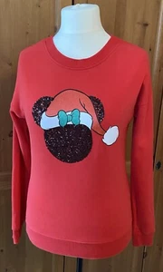 Next Disney Red Christmas Jumper | Mickey Mouse Sweatshirt | Size S / UK 8-10 - Picture 1 of 6