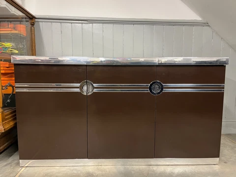 Vintage Pierre Cardin Buffet Bar w/ Built-In Bucket and Hinged Mirror Cover
