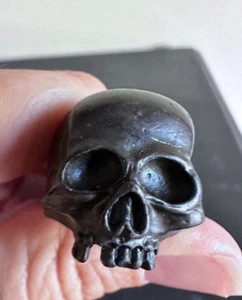 Skull Mens Ring size 10 Black Dark Stainless Steel Rock Gothic Viking Biker - Picture 1 of 10