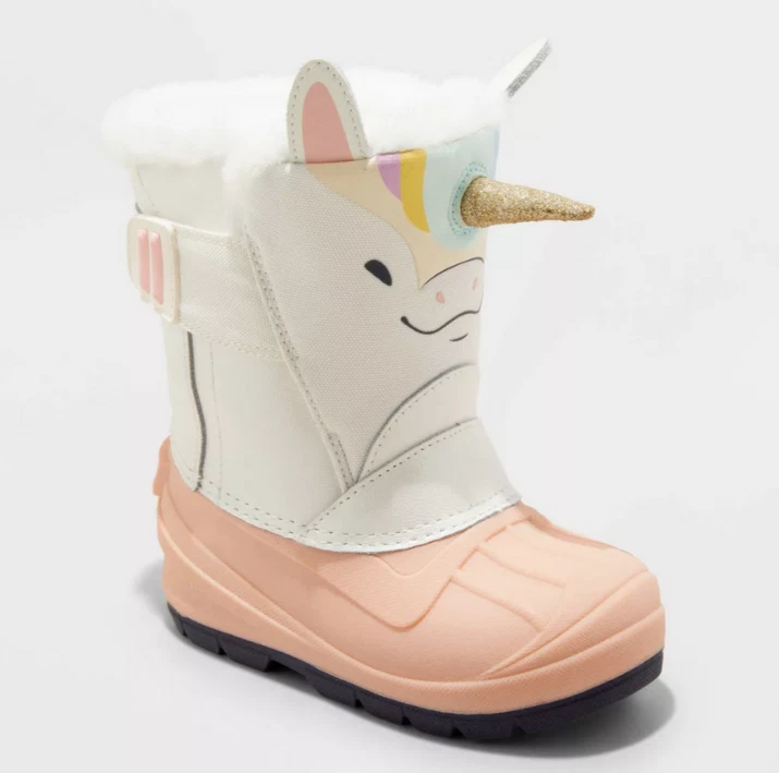 NUEVO CON ETIQUETAS Botas de Invierno Frankie para Niños Pequeños Cat & Jack Crema 6T Unicornio Rosa Brillo Foto 1 de 4