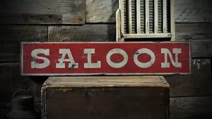 Distressed Saloon Bar Tavern Sign - Rustic Hand Made Vintage Wooden - Picture 1 of 1