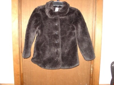 Gymboree Faux Fur Jacket Coat Black Girl's Size 9 plush button down - Image 1 of 3