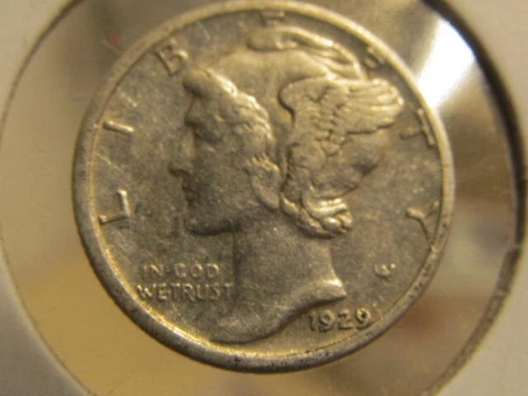 Sharp AU+ 1929-S Mercury dime ... tough to find this nice  ( item #3D07 ) Cover