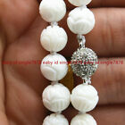 6mm 8mm 10mm 12mm Natural White Carving Coral Gemstone Round Beads Necklace 20"