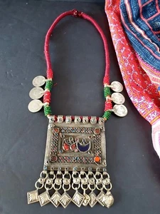 Old Afghanistan Tribal Neckless Local Silver with Coins …beautiful tribal collec - Picture 1 of 7
