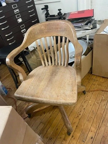 Vintage Antique Mission Bankers Library Office Swivel recline BLOND OAK Chair Cover