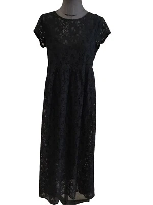 Superbe Robe Longue Dentelle Noir Sylvain Heach S Tbe - Photo 1/4