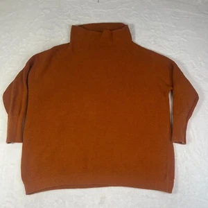Free People Sweater Womens M Orange Cowl Neck Chunky Pullover Oversized Boho - Picture 1 of 14