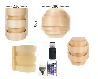 Saunalampe Saunaleuchte Lampe Saunalampe Lampe Blendschirm Spanstreifen Holz - Bild 1 von 4