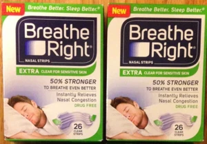 52 BREATHE RIGHT Nasal Strips EXTRA CLEAR Adult Size Nose Stop Snoring Breath - Picture 1 of 1