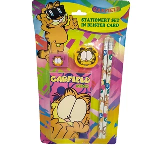 Vintage Garfield Schreibwaren Set Bleistifte Radierer Anspitzer Papier Neu Ungeöffnet - Bild 1 von 8