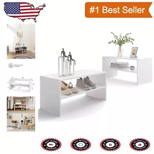 Compact White 2-Tier Shoe Storage - Efficient Organization for Small Spaces - Picture 1 of 9