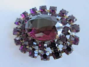 XXL Magnificent Czech Vintage Style Glass Rhinestone Button Purple - Picture 1 of 4